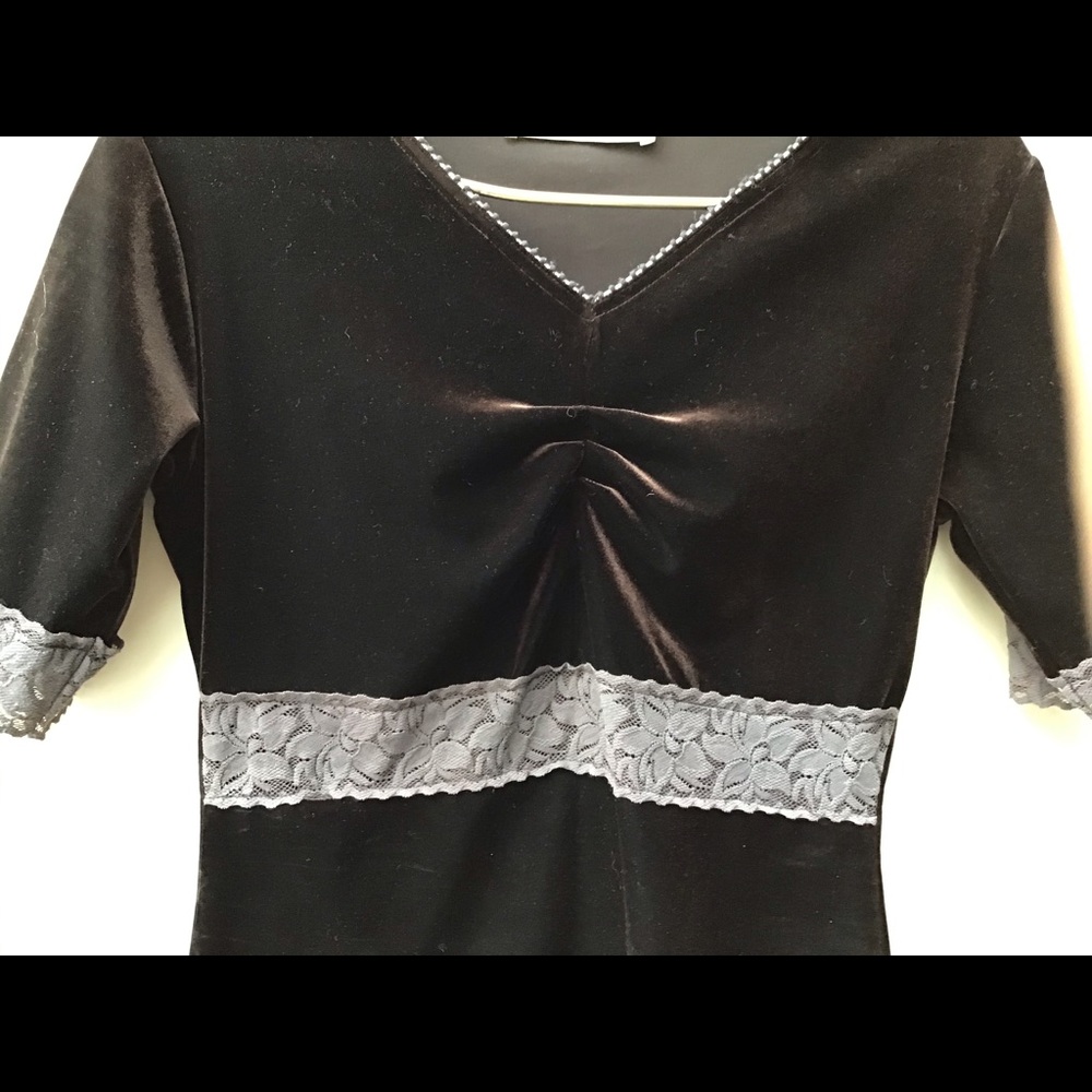 Velvet and lace trimmed top